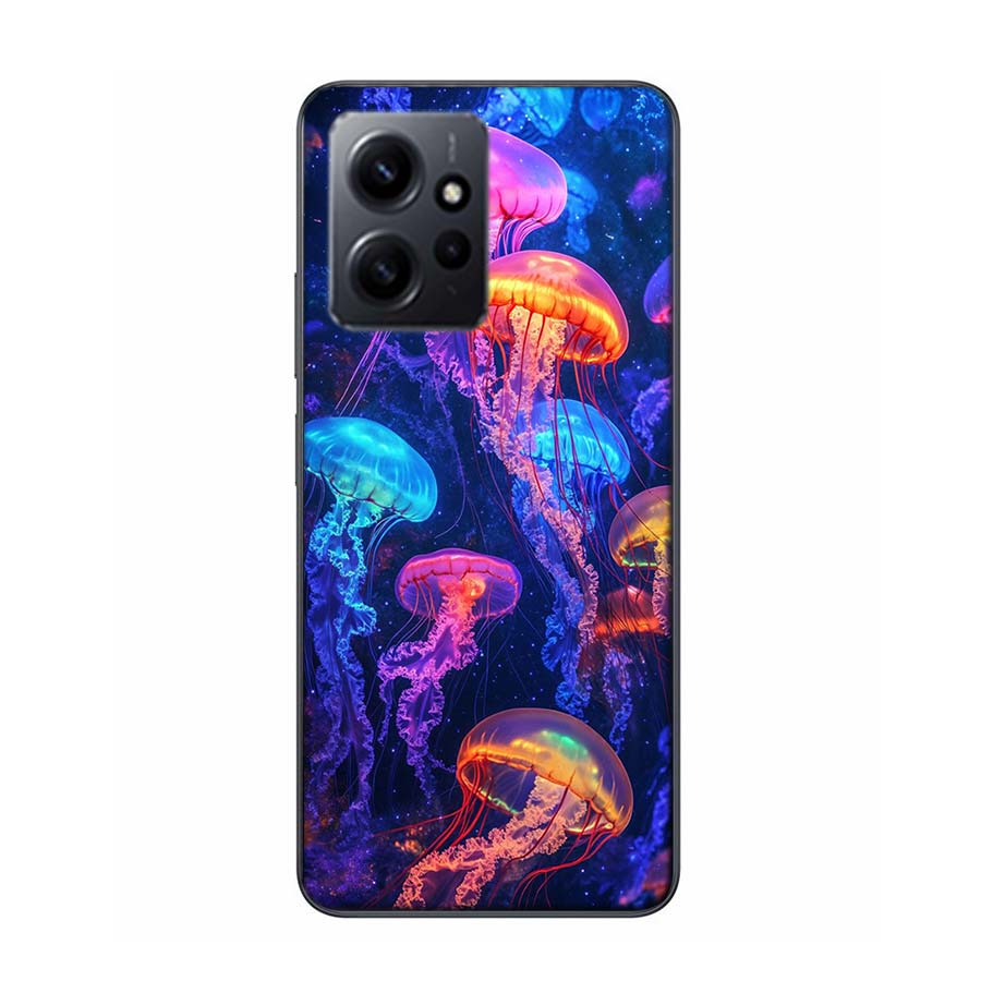 Enchanting Neon Jellyfish Phone Case For Redmi 12 13C 12C 15C 9 10 10C Note 13 Pro Plus 14 15 Pro 9T 9C 9A TPU Soft Cover Clear