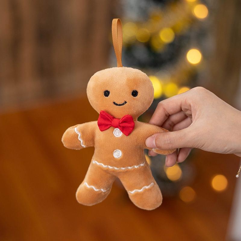 Non-Toxic Cute Gingerbread Man Pendant Plush Christmas Ornaments For Tree Decorations Christmas Hanging Decor For Home Christmas Party