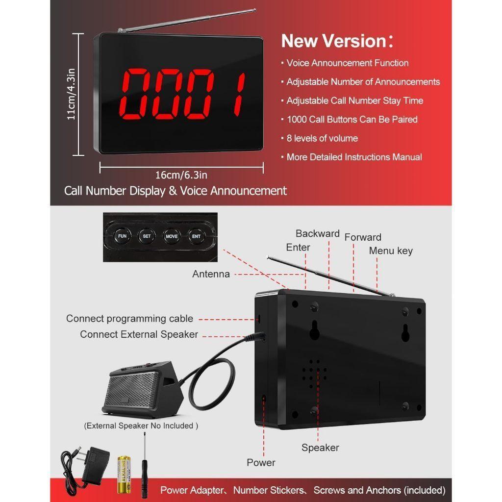 Appel Sonore Service Client Restaurant/Hôpital/Gestion Personnes Âgées Dispositif d'Appel Pager Système d'Appel Sans Fil
