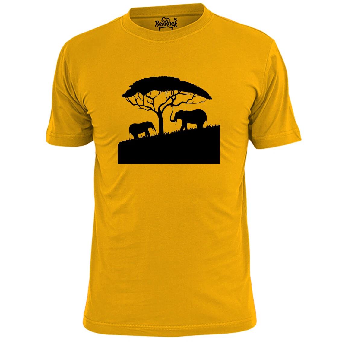Mens Elephants Silhouette Stencil T shirt Wildlife Safari XL