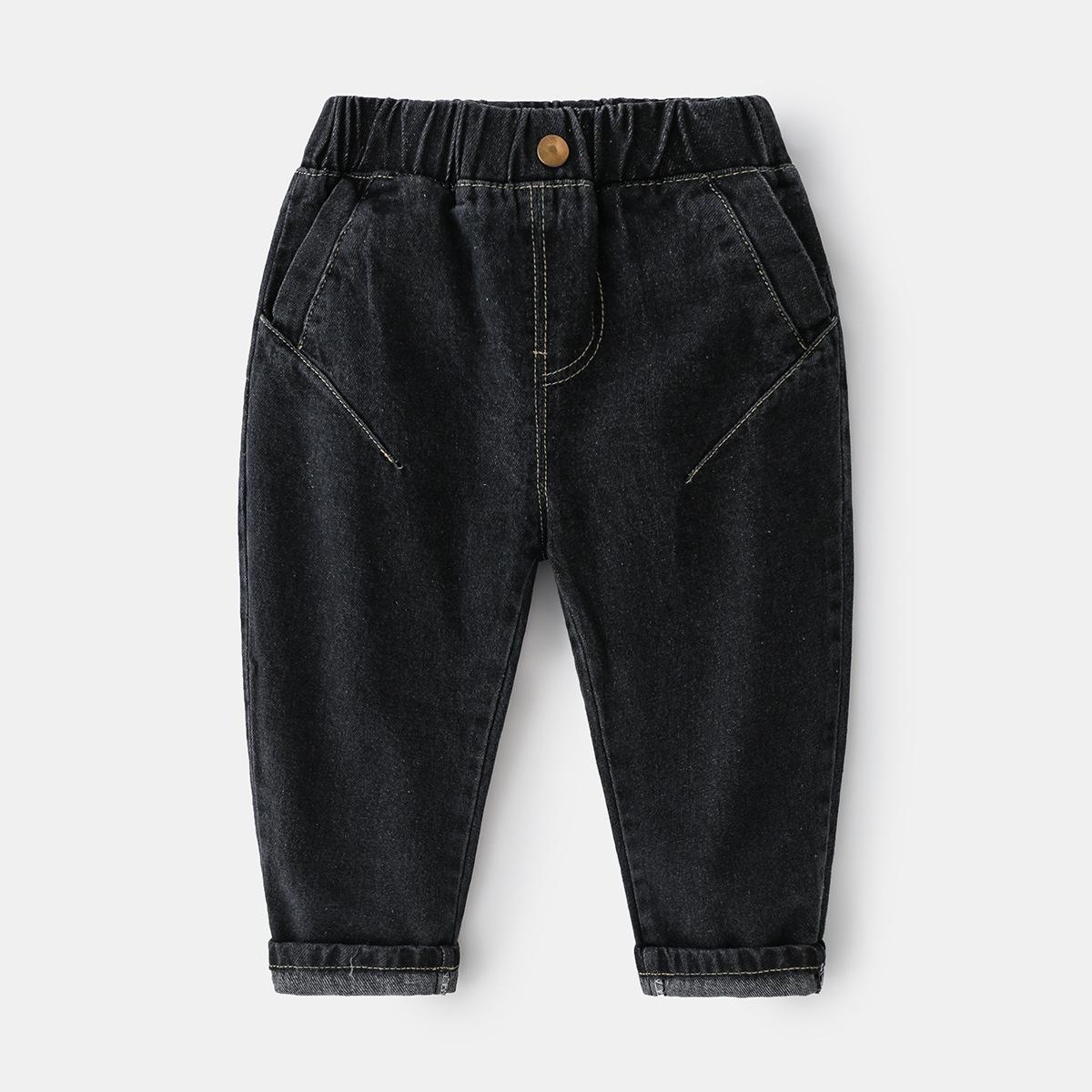 Toddler Boys Denim Pants Straight Leg Trousers Casual Jeans with Elastic Waist for Little Kids 90cm