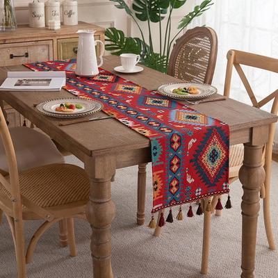 American Retro Tassel Table Runner: Polyester Jacquard for Coffee Tables and TV Cabinets