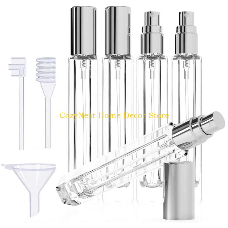 

92MF 5 Pack Sprayers Bottles Leakproof Glass Container With Refill Tool Portable Atomizer for Travel Fragrances Dispenser срібний