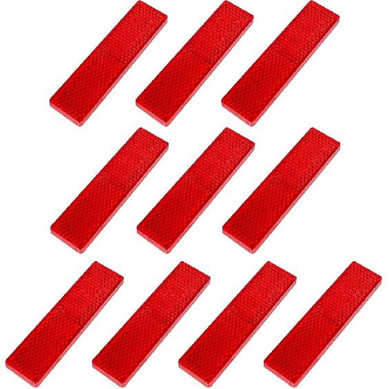 10 Pack Safety Reflectors Red Self Adhesive Rectangle Reflector For Mailboxes Trailer Caravan Truck Lorry Or Agricultural Machines