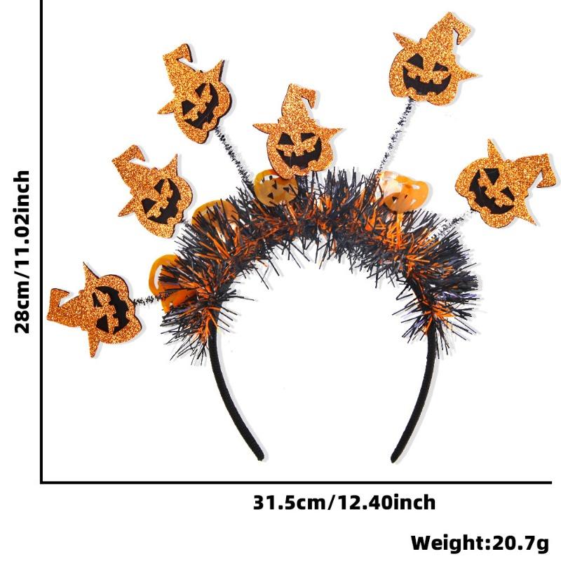 New Halloween Headband, Pumpkin Spider Top Headband, Ghost Party Decoration Funny Radial Colored Strip Headdress