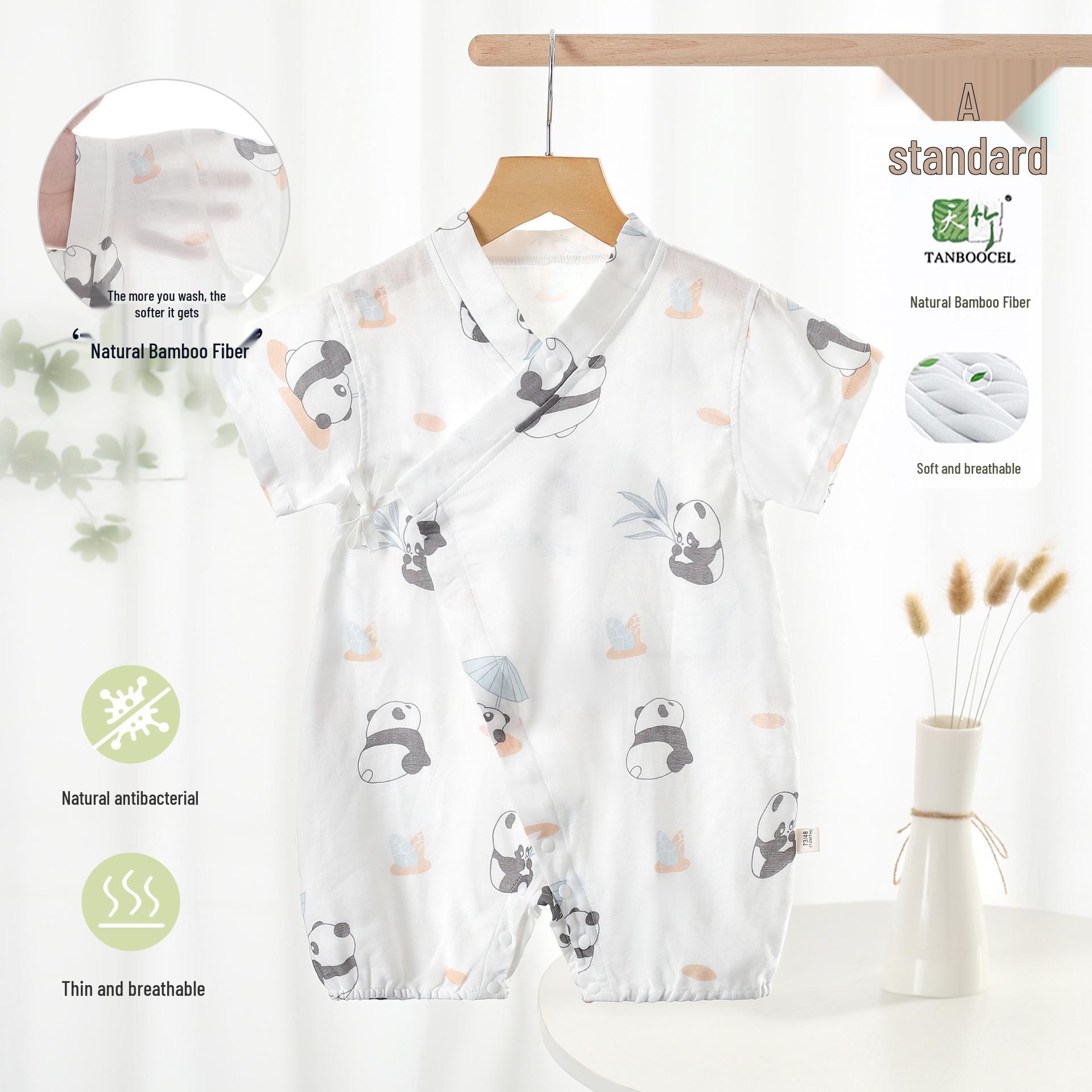 

Newborn Bamboo Gauze Summer Romper – Short Sleeve, Class A, Airy Monk Suit 59cm