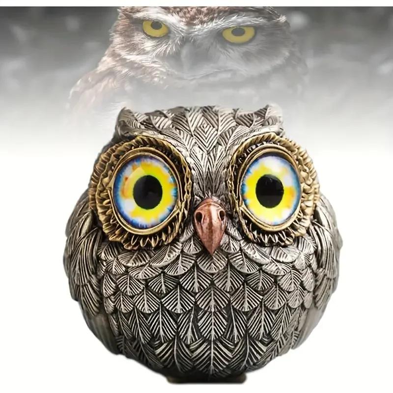 A Top Quality Room Decor Vintage Miniature Owl Guardian Statue Resin Bird Figurine, Home Decor, Gift for Owl Lovers, Perfect