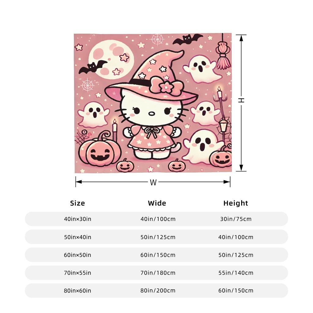 Hello Kitty Halloween Blanket Fleece Spring Autumn Pumpkins  Multifunction Warm Throw Blanket for Sofa Office Bedspreads
