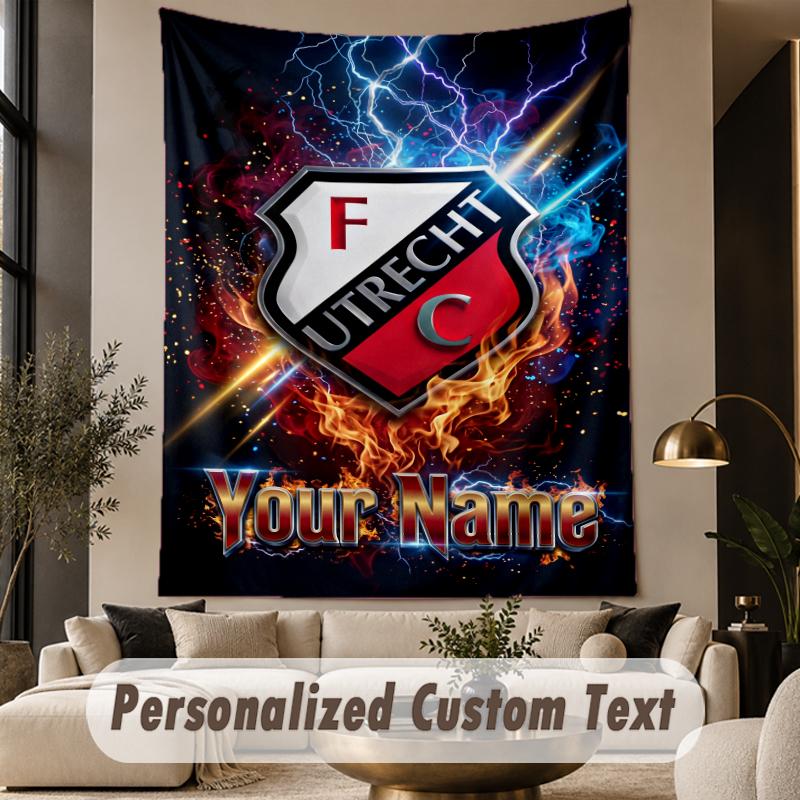 Custom Text Tapestry FC Utrecht Print Wall Tapestry Indoor Living Room Wall Decor