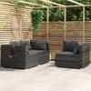 Vidaxl 3-Cz. Garden Lounge Set, Cushions, Grey PE Rattan