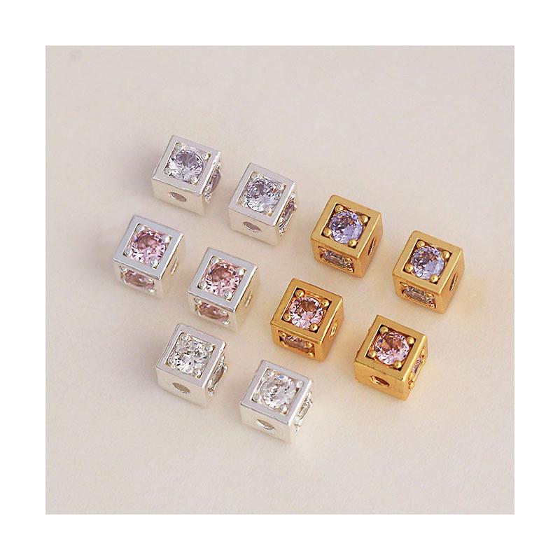 18K Zlaté korálky-rozlišovače se zirkony pro výrobu šperků