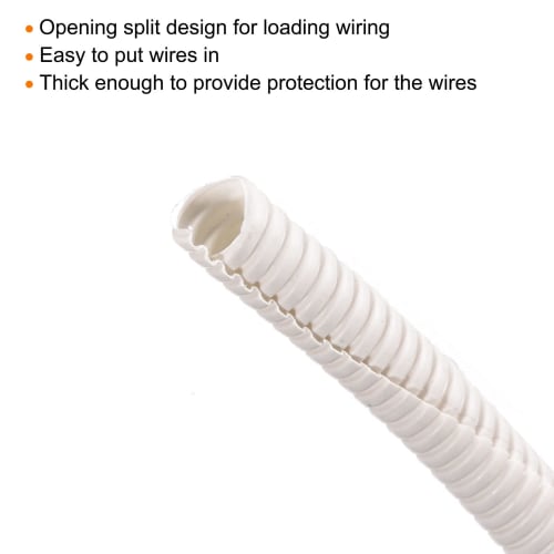 uxcell Corrugated Pipe Conduit Split Wire Loom Tube PE for Wire Cable 3M Length 10x13mm White