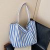 Simple Casual Striped Lazy Wind Large Capacity Tote Bag Female Student Commuting Fashion Shoulder Bag