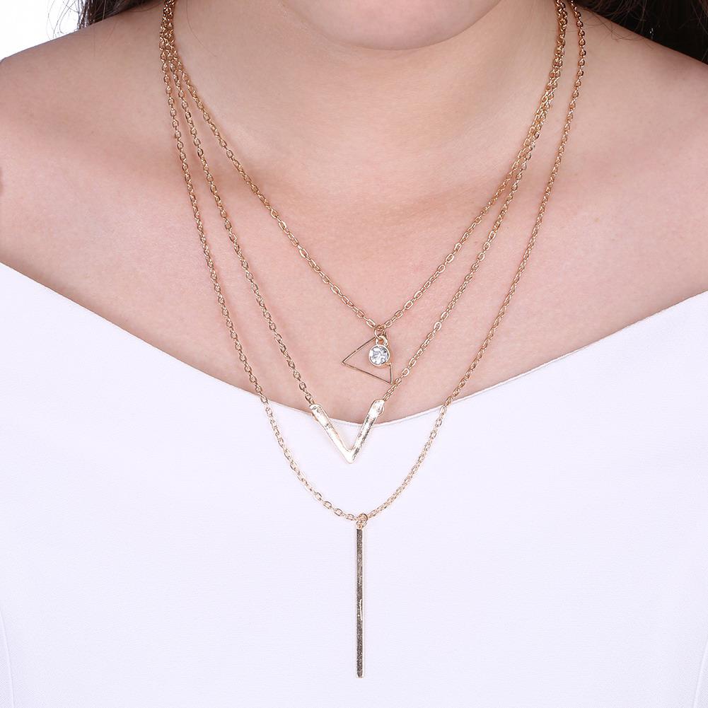 Fashion Lady Women Jewelry Multi layer Necklace Clavicle Chain Collar Pendant Accessory