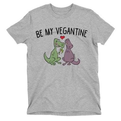 BE MY VEGANTINE Mens Ladies  TShirt Couples Valentines Day Dinosaur Vegan