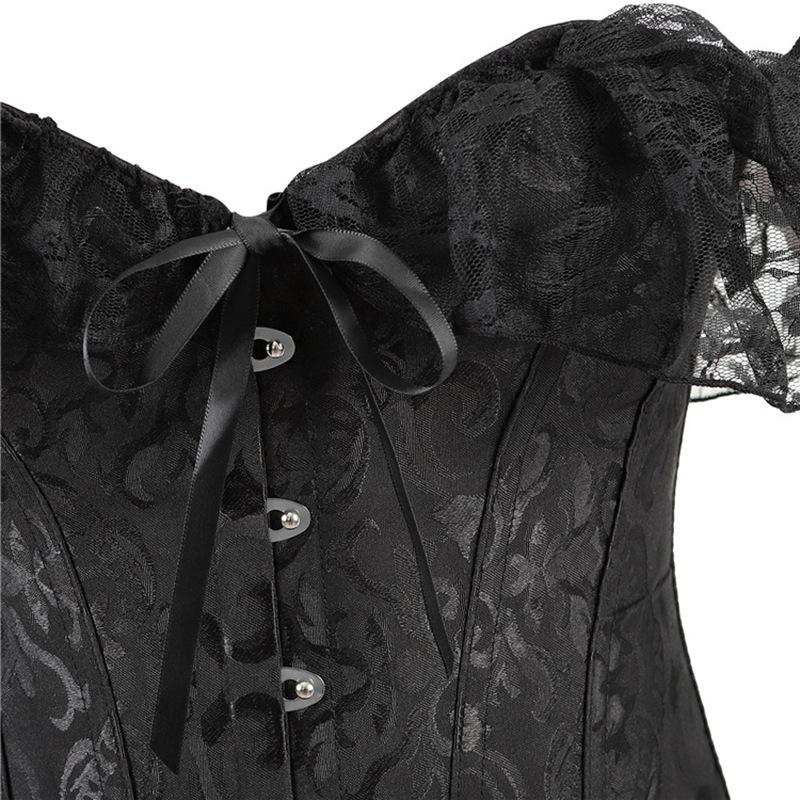 Top Corsetto in Pizzo Bardot Donna Modellante Vita Steccato Bustier Vintage Overbust Costume da Festa Shapewear
