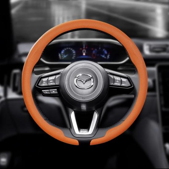8DNappa leather Car Steering Wheel Cover For Mazda CX-30 CX30 2024 Non-Slip Washable Auto Accessories
