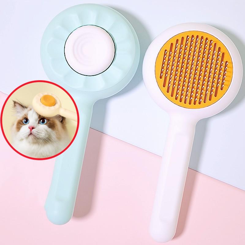 Dog Comb One-click Pet Hair Remover Self Cleaning Dogs Brush Massage Cat Brush Dog Grooming Dogs Hair Comb Pet Accessories Combs