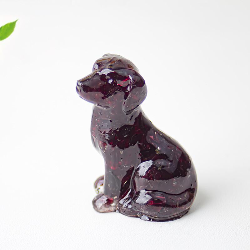 Resin Dog Figurine With Natural Crystal For Office Desk Decor And Home Gift