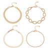 Versatile Four-Piece Multi-Layer Metal Chain Bracelet Set for Women - European and American Fashion
