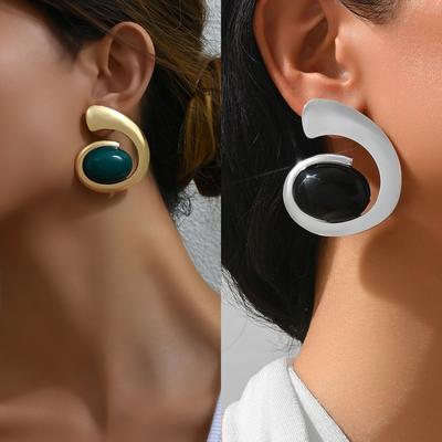 1 Pair Exaggerated Geometric Design Earrings Jewelry For Women And Girls For Daily Wear Party Festive Exquisite Anniversary Gift