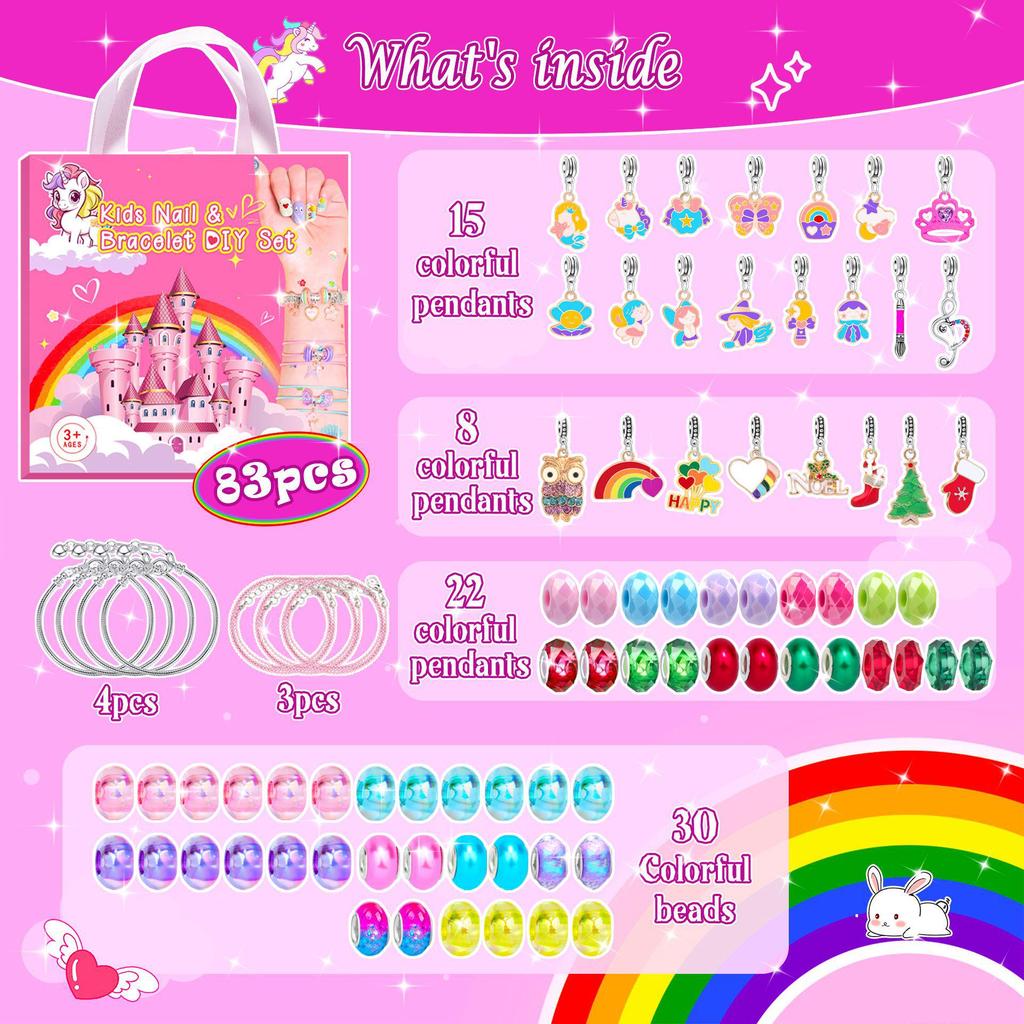 Crystal Beaded DIY Cartoon Christmas Alloy Bracelet Set for Girls - Handmade Jewelry Gift for Women