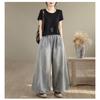 DIMANAF 2026 Summer New Plus Size Women Jeans Elastic Waist Long Pants Loose Casual Denim Cotton Trousers Vintaged