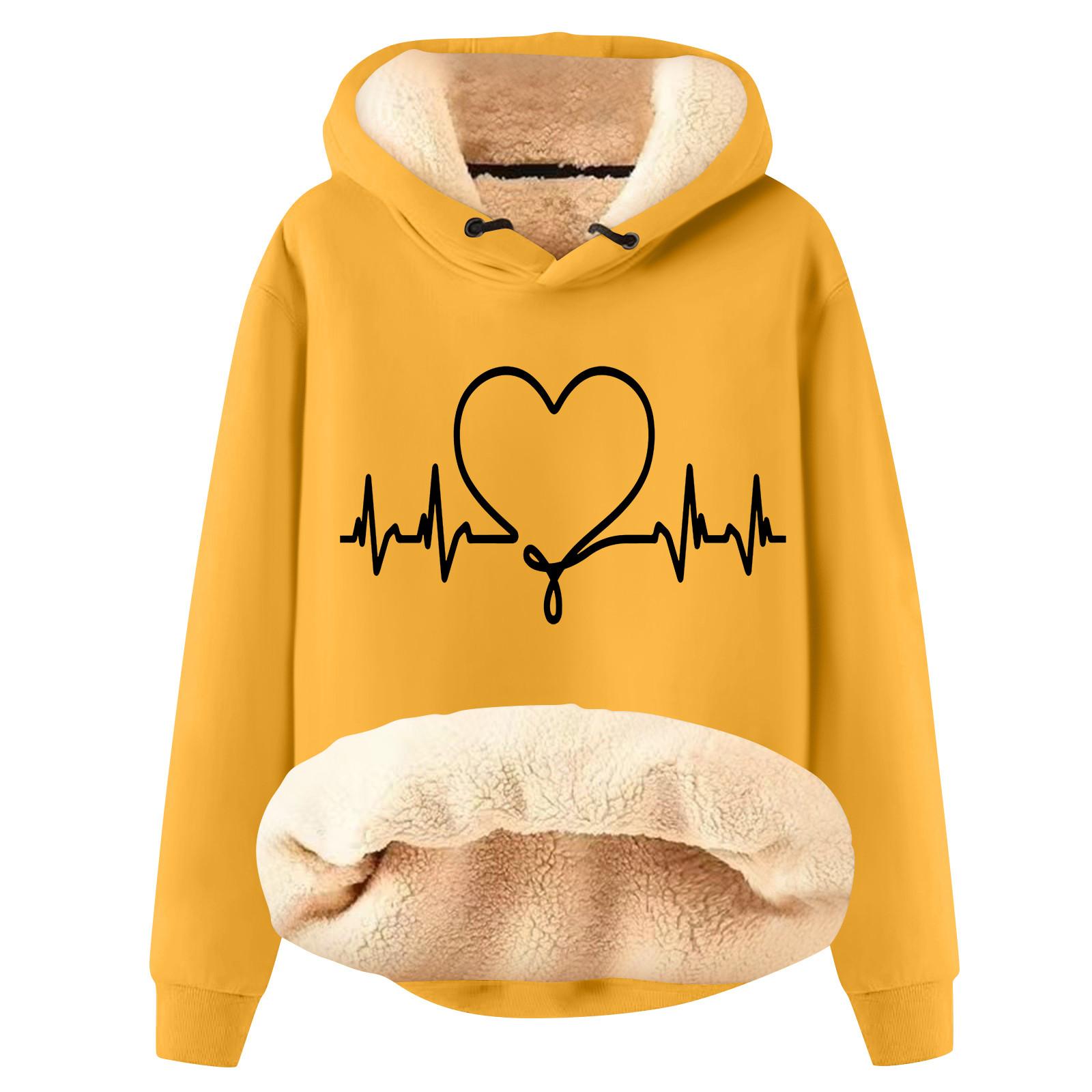 

Женская модная плюшевая теплая свободная толстовка с капюшоном и принтом XL жёлтый