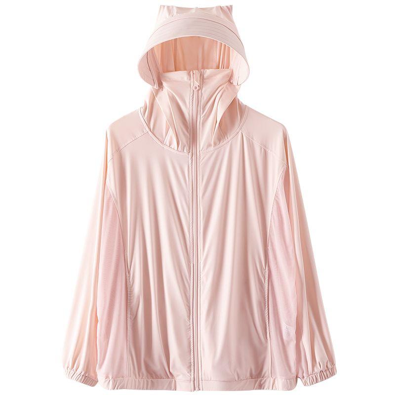 

Plus size women clothing [Cool Feeling Ice Silk Sun Protection Clothing] Summer Breathable Mesh Lightweight UV Protection Wind Shield Outerwear