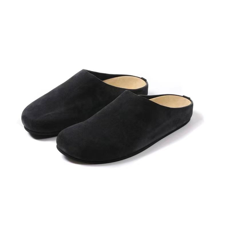 Women's Slippers Closed Toe Round Toe Suede Clogs Sandals Autumn New Retro Solid Color Flat Bottom Women's Mules Shoes