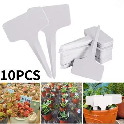 10PCS Outdoor Plant Labe Large Waterproof Plastic Plant T-Type Tags, Durable Nursery Garden Markers for Herbs Flowers Vegetable