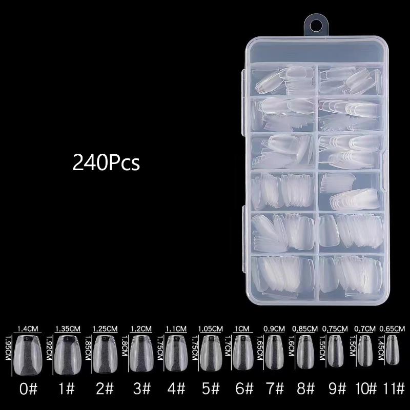 Soft Gel False Nail Tips 120/240/504/600Pcs Semi-matte Finish Square Almond French Coffin Full Cover Extensions Fingertip Set