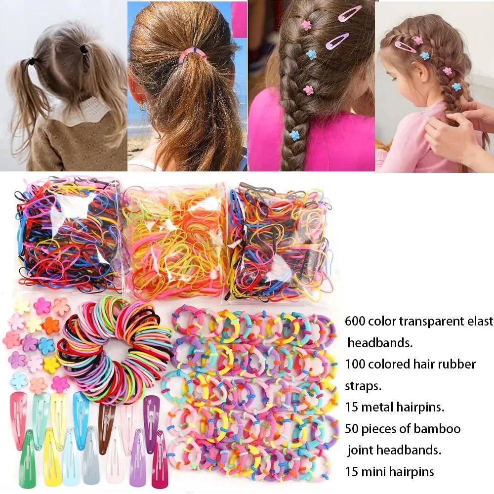 780pcs Girls Hair Accessories Cute Cartoon Hair Bands Bandeau Cheveux Scrunchies Korean Elastic Hairband Kids Rubber Bands Gift
