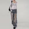 Trendy Korean Tassel Ripped Jeans: Washed, Punk Style, Straight-Leg, Draping Long Pants for Teenagers