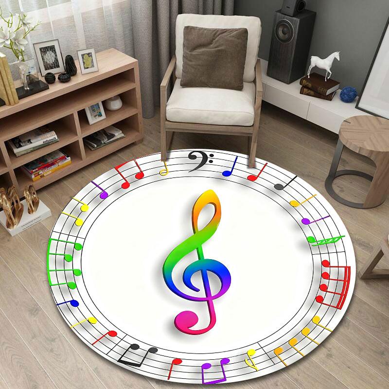Playful Round Mandala Multicolor Rug Mat, Non-Slip Floor Mat for Office