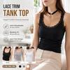 Camisola modal con costura de borde de encaje para mujer, sección delgada de primavera y verano con camisa sin mangas con parte inferior blanca