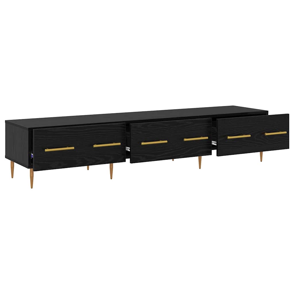 TV Cabinet Black Oak Effect 150 X 36 X 30 Cm Particleboard