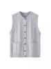 Retro Sleeveless Cable Knit Cashmere Wool Cardigan Vest - Loose, Simple, Versatile