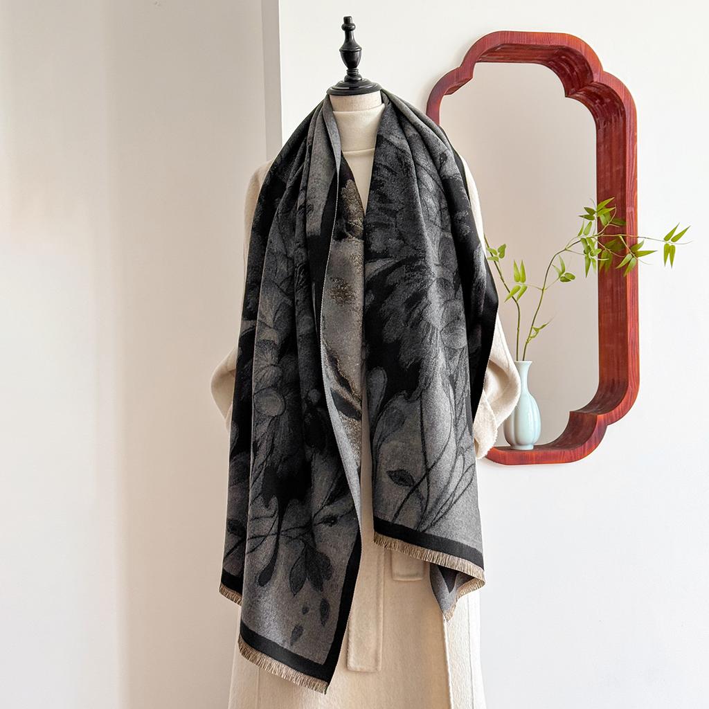 Luxury Brand Cashmere Women Butterfly Print Scarf Winter Warm Shawl and Wrap Bandana Pashmina Female Foulard Blanket Poncho