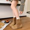 Sheepskin Version~ British Style Wrinkle Feeling Square Head Inner Height Increase Wide Tube Mid-tube Boots Women's 2025 New Knight Boots
