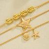 Seashell Starfish Pendant Necklace Coastal Style Layered Necklace Three Chains Necklace for Women Summer Beach Vacation Holiday Jewelry