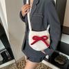 2025 new bag Macaron plush oval cute little crossbody shoulder backpack bow mobile phone bag