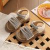 Beige Strasssteine Koreanischer Stil Rutschfeste Strandsandalen für Mädchen