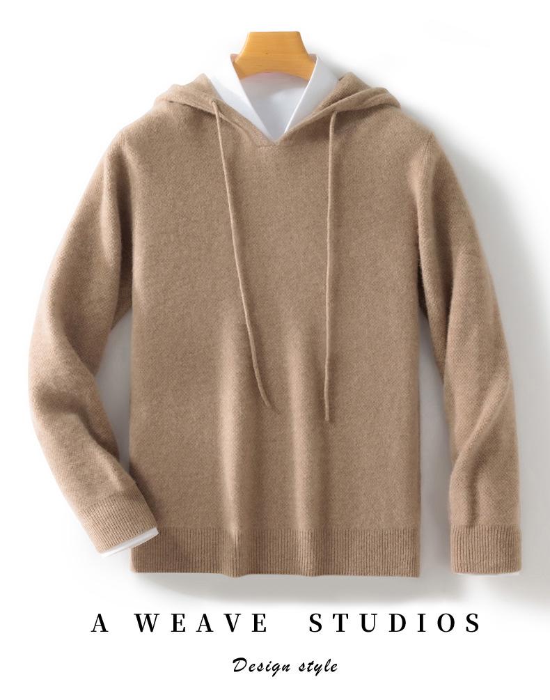 Men's Pure Wool Hoodie: 2024 Autumn/Winter Casual Knitwear Sweater with Hood