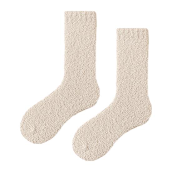 Mid Calf Warm Winter Socks Coral Fleece Crew for Women, Thickened Non-slip Socks, Fuzzy Anti Slip Home House Soft Plush Thermal Mittens Cold