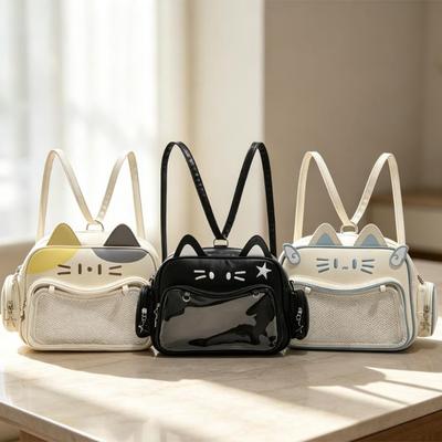 Sacs à dos Mode Femme Coréen Japon Kawaii Chat Sac Ita PU Mignon Filles Poche Transparente Esthétique Sacs d'épaule Bandoulière