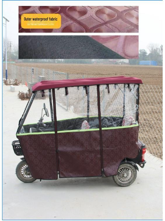 Helt Inneslutet Genomskinligt Regnskydd för Elektrisk Trehjuling MiniBuss