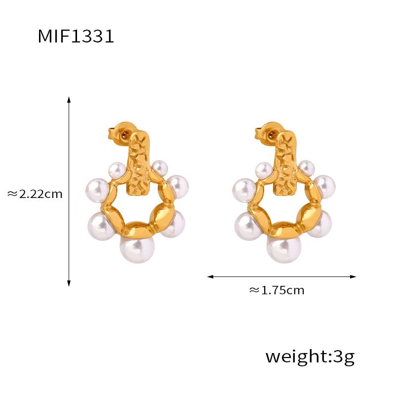 Retro Gradient Faux Pearl Earrings - Gold-Plated Titanium Steel, Colorfast & Exquisite Design