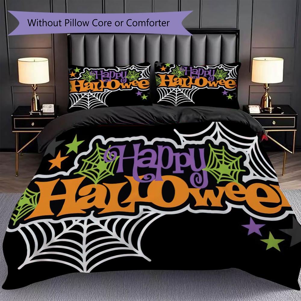 1PC Halloween theme pattern Bedding Quilt Set Quilt Cover Pillowcase Home Decoration Birthday Gift (1 * duvet cover + 2 * pillowcase, without core)
