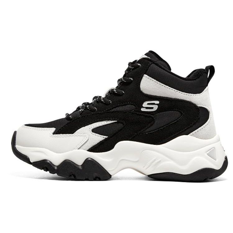 Skechers DLites 3.0 Ткань Кожа Мягкие Удобные Амортизирующие Прочные Поддерживающие Теплые Высокие Папины Кроссовки Женские Кроссовки Черный Белый 167595-BKW 35